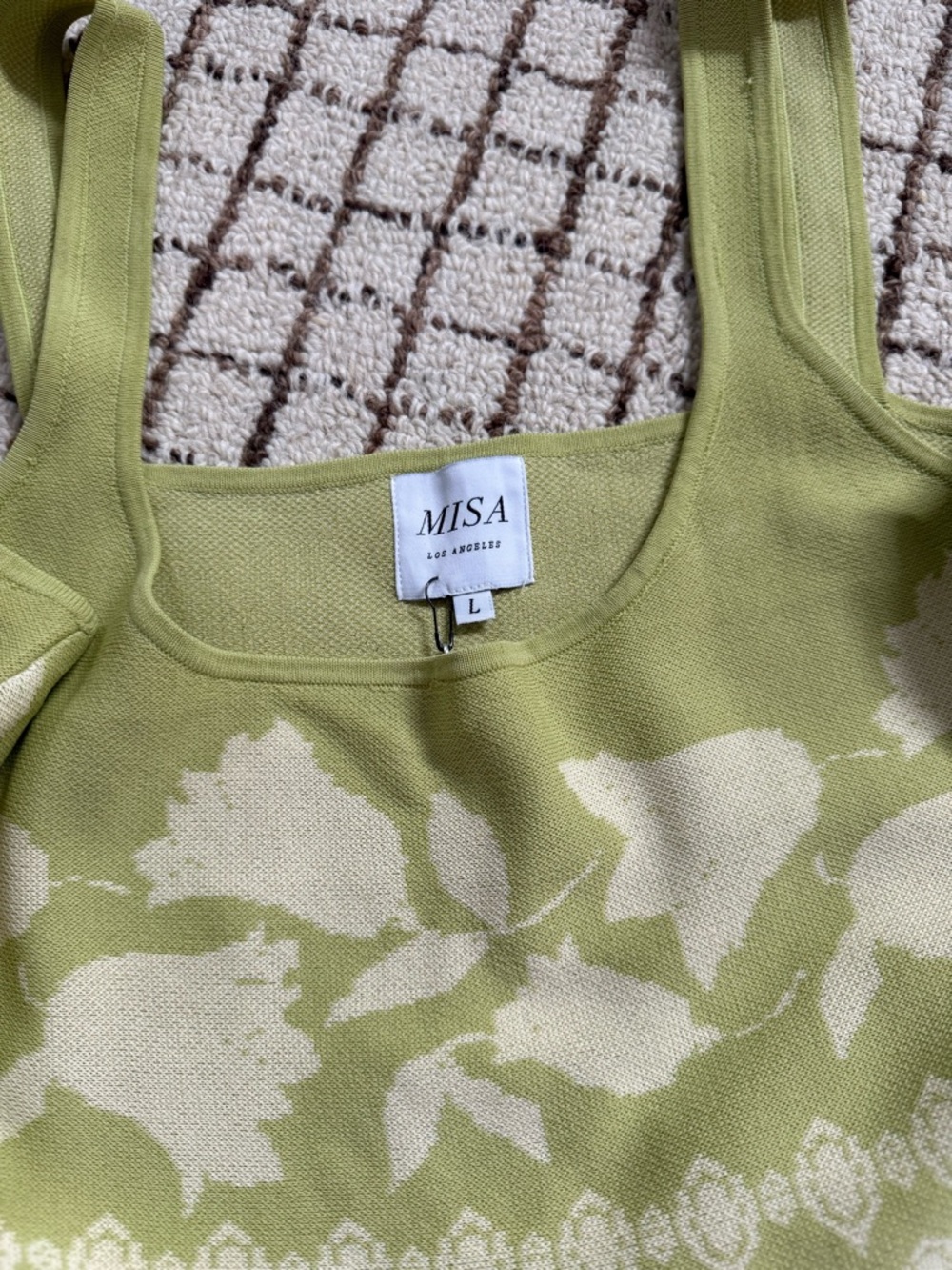 Misa Los Angeles Green Floral Knit Tank - Picture 3 of 5